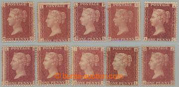 273670 - 1864-1879 SG.43, PENNY RED (rose-red), sestava 10 neupotřeb