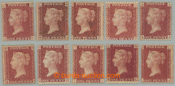 273671 - 1864-1879 SG.43, PENNY RED (rose-red), sestava 10 neupotřeb