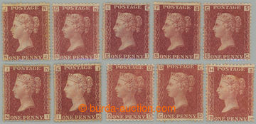 273674 - 1864-1879 SG.43, PENNY RED (rose-red), sestava 10 neupotřeb