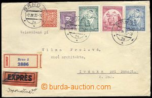 27368 - 1936 Dětem,  R+Ex-dopis na Slovensko, vyfr. zn. Pof.295-7, 