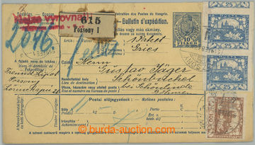 273694 - 1919 celá prošlá uherská balíková průvodka malého fo