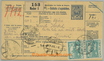 273695 - 1919 celá prošlá uherská balíková průvodka s přitiš