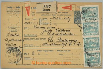 273696 - 1919 celá prošlá uherská balíková průvodka s přitiš