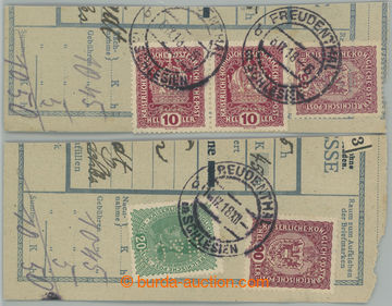 273700 - 1918 SLEZSKO / Mng.H10, 2ks ústřižků balíkových dobír