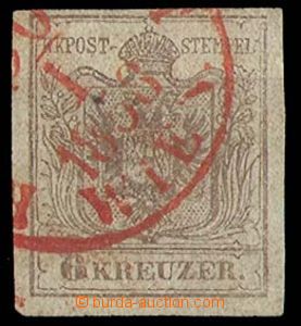 27372 - 1858 Mi.4 (6 Kreuzer), with print part/-s red postmark Wien/