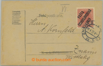 273723 - 1920 lístek PP zaslaný v místě, vyfr. pro II. TO přetis