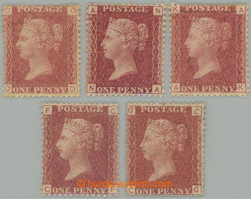 273726 - 1864-1879 SG.43, PENNY RED (rose-red), sestava 5 neupotřebe