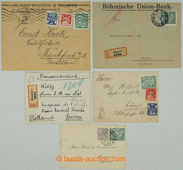 273746 - 1920-1922 sestava 5ks celistvostí adresovaných do ciziny, 
