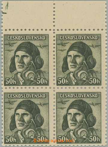 273747 - 1945 Pof.393 DZ, Londýnské 50h, horní krajový 4-blok s D