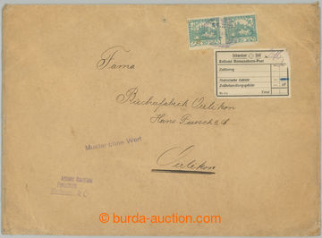 273750 - 1919 VZOREK BEZ CENY / větší obálka zaslaná do Švýcar