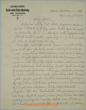 273865 - 1909 BARTOŠEK Theodor (1877-1954), čs. právník, advokát