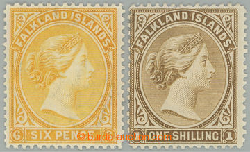 273887 - 1891-1902 SG.34, 37, Viktorie 6P žlutá a 1Sh šedohnědá,