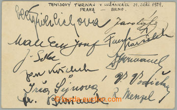 273900 - 1929 TENIS / podpisy účastníků tenisového turnaje v Lu�