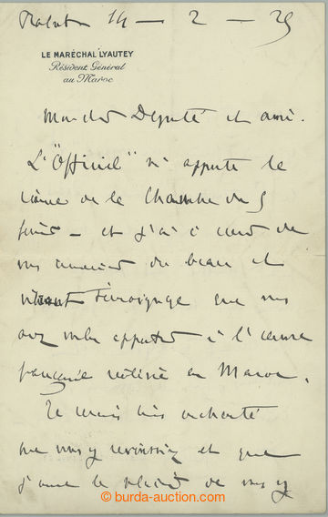 273908 - 1924 LYAUTEY Louis Hubert Gonzalve (1854-1934), významný f