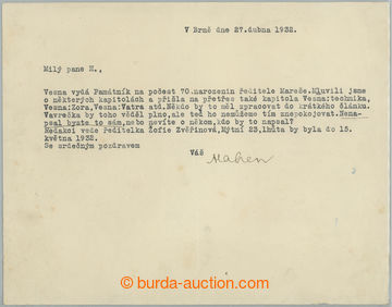 273909 - 1932 MAHEN Jiří (1882-1939), český básník a novinář 