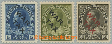 273920 - 1915 SG.225-227, Jiří V. 5c - 50c, přetisk WAR TAX; kompl