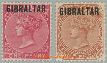 274031 - 1886 SG.2, 5, anglické Viktorie 1P a 4P s přetisky GIBRALT