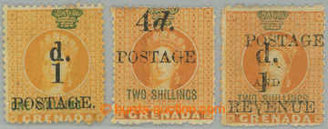 274040 - 1886-1890 SG.38, 41, 44, sestava 3 přetiskových zn. Viktor