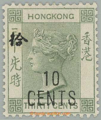 274041 - 1898 SG.55, přetisková Viktorie 10c/30c šedozelená, pře