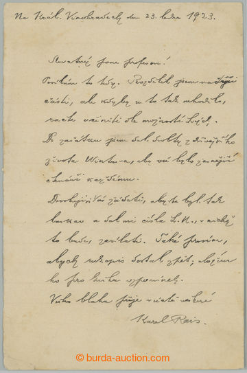 274055 - 1923 RAIS Karel Václav (1859–1926), významný český sp