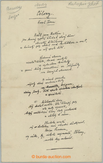 274072 -  TOMAN Karel (vlastním jménem Antonín Bernášek, 1877–