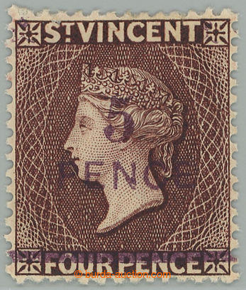 274145 - 1892 SG.59, přetisková Viktorie 2½P/4P čokoládová; bez