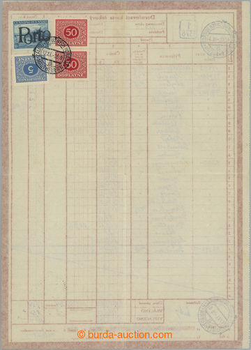 274153 - 1936 DOPLATNÍ PROVIZORIUM / doručovací karta šekových p