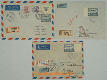 274157 - 1945 1. let PRAHA - NEW YORK / sestava 3ks R dopisů zaslan�