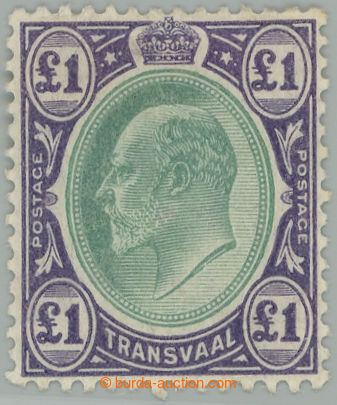 274178 - 1908 SG.272a, Edvard VII. £1 zelená / fialová, křídový