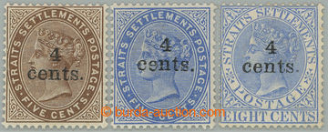 274213 - 1898 SG.106-108b, přetiskové Viktorie 4c/5c - 4c/8c; kompl