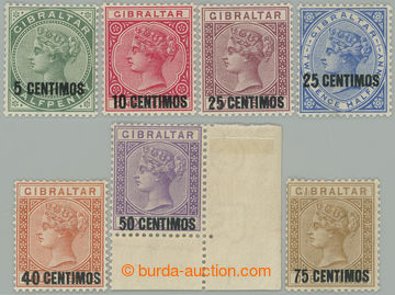 274262 - 1889 SG.15-21, přetiskové Viktorie 5c/½P - 75c/1Sh, průs