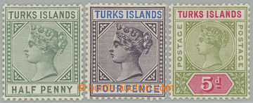 274270 - 1893-1895 SG.70-72, Viktorie ½P - 5P, průsvitka Crown CA; 