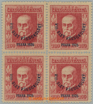 274287 - 1925 Pof.184, Slet 100h červená, 4-blok, průsvitka P7; n�