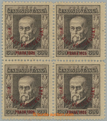 274292 - 1925 Pof.186, Slet 300h hnědá, 4-blok, průsvitka P5, kart