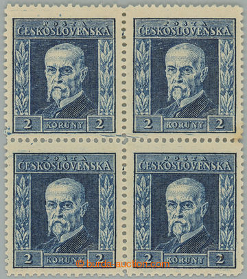 274294 - 1925 Pof.191I, Rytina 2Kč modrá, 4-blok, průsvitka P6; n�