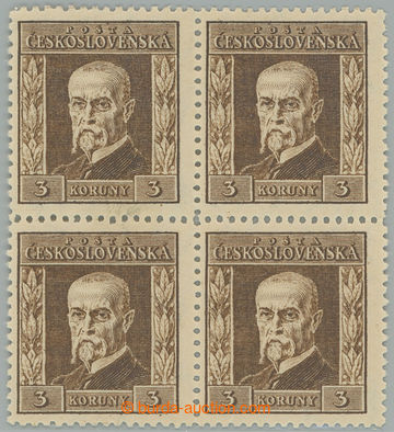 274296 - 1925 Pof.192I, Rytina 3Kč hnědá, 4-blok, průsvitka P6; n