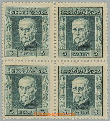 274297 - 1925 Pof.193, Rytina 5Kč zelená, 4-blok, průsvitka P7; n�