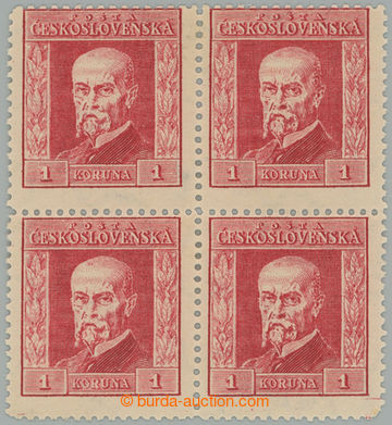 274298 - 1925 Pof.190A, Rytina 1Kč červená, 4-blok, průsvitka P7;