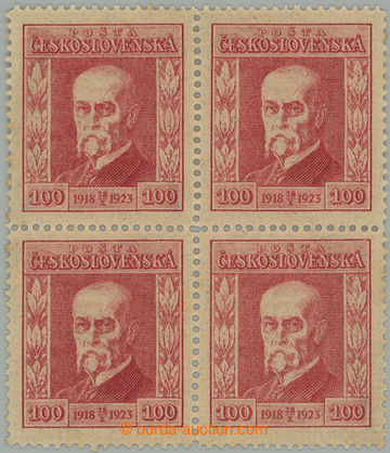 274299 - 1923 Pof.177 P7, Jubilejní 100h červená, 4-blok s průsvi