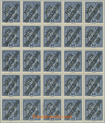 274330 -  Pof.44a, Znak 60h tmavě modrá, 25-blok, bezvadně centrov