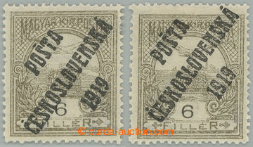 274350 -  Pof.92, 6f olivová, 2ks, typy I. a IV.; po nálepkách, zk