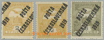 274352 -  Pof.90, 92, 2f žlutá, 2ks, 1x typ IV. + 1x s posunutým p