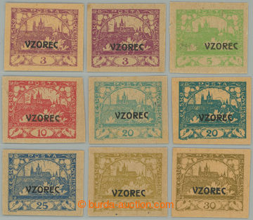 274383 -  SESTAVA / 9 makulaturních zkusmých tisků hodnot 3h - 30h