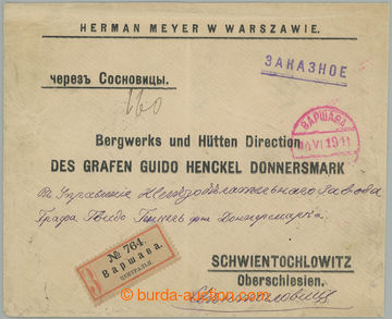 274384 - 1901 firemní R-dopis zaslaný z Varšavy do Horního Slezsk