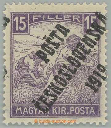 274420 -  Pof.100, Bílé číslice 15f fialová, IV. typ; nepatrná 