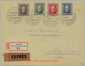 274492 - 1926 R+Ex dopis vyfr. kompletní sérií Slet, Pof.183-186, 