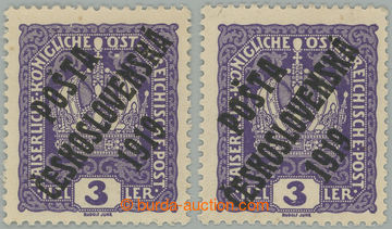 274509 -  Pof.33x, Koruna 3h fialová, 2ks - I. a II. typ přetisku, 