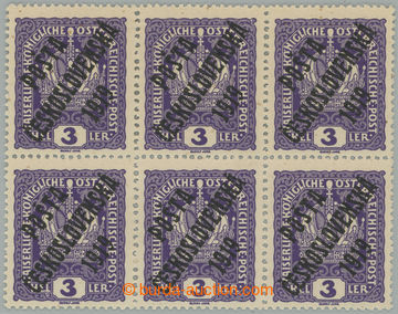 274512 -  Pof.33x, Koruna 3h fialová, 6-blok, TLUSTÝ PAPÍR, spojen