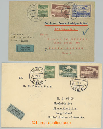 274528 - 1933-1938 sestava 2ks Let-dopisů adresovaných do zámoří