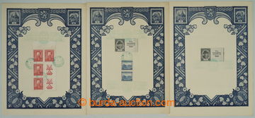 274600 - 1943 sestava 3ks pamětních listů s vylepenými čs. zn., 